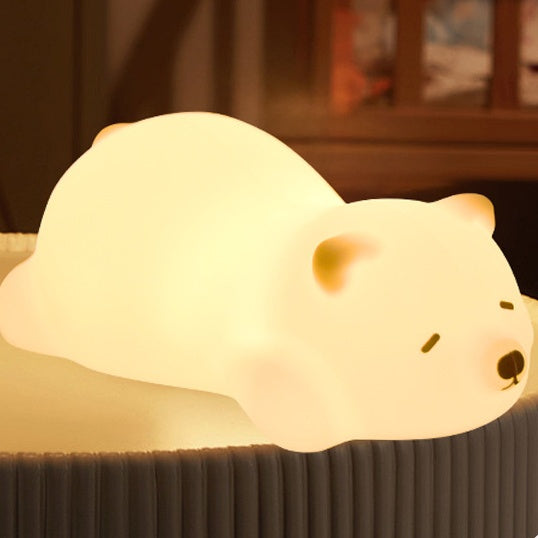 Squishy Silicone Lying Bear LED Night Light - Perfect Gift for Kids and Girls