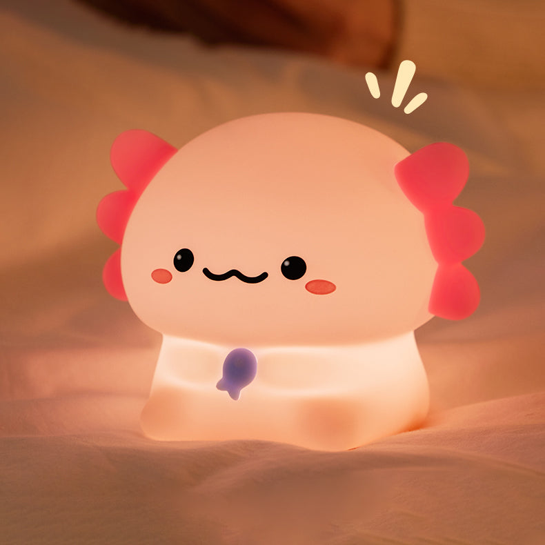 Squishy Silicone Little Axolotl LED Night Light - Perfect Gift for Kids and Girls