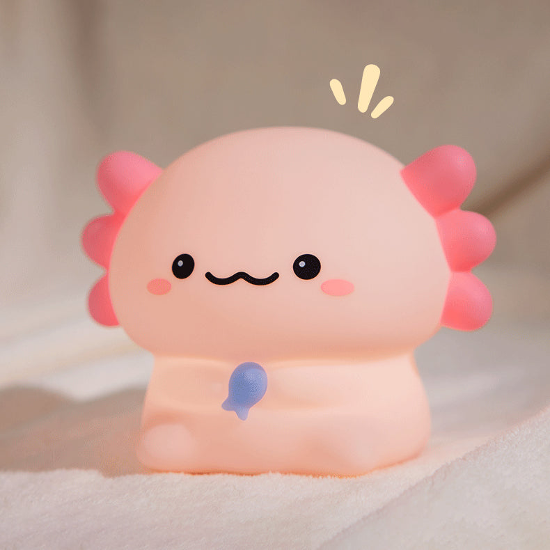 Squishy Silicone Little Axolotl LED Night Light - Perfect Gift for Kids and Girls