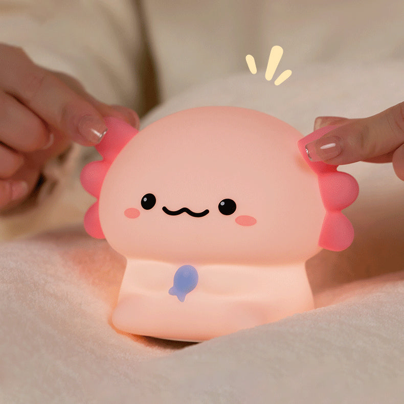 Squishy Silicone Little Axolotl LED Night Light - Perfect Gift for Kids and Girls