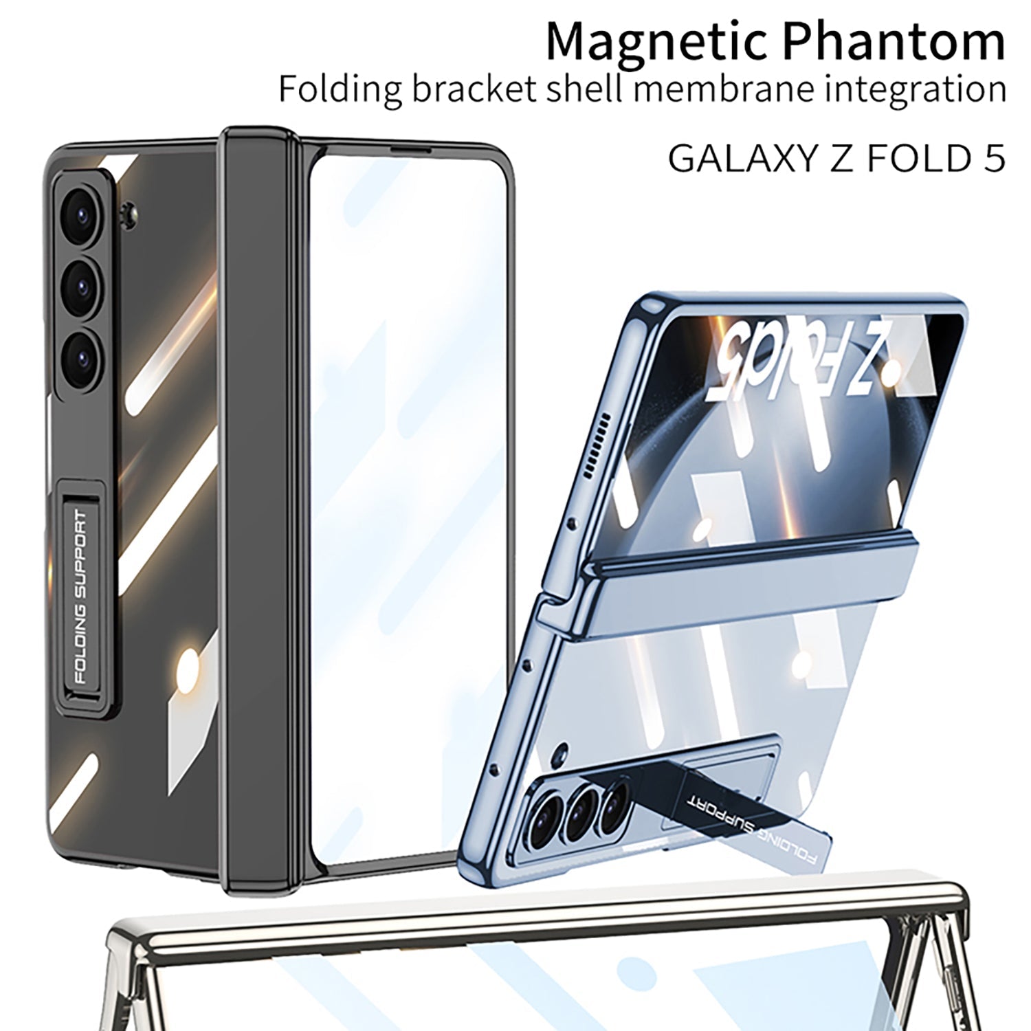 Magnetic Hinge Invisible Bracket Electroplated Protective Phone Case For Galaxy Z Fold5 Fold4