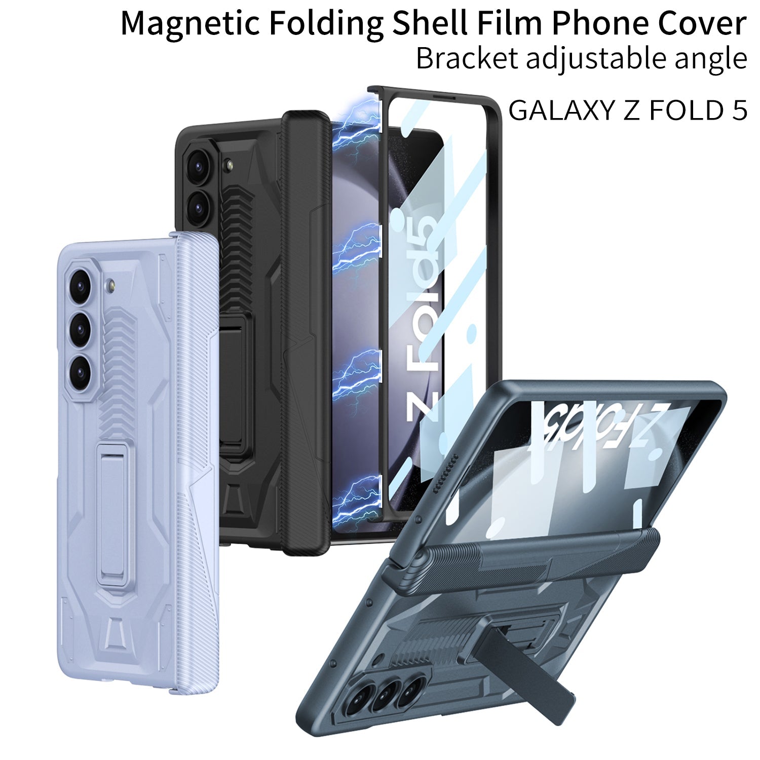 Magnetic Armor All-included Hinge Holder Case With Back Screen Protector For Galaxy Z Fold5 Fold4 Fold3