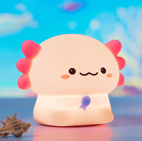 Squishy Silicone Lazy Axolotl LED Night Light - Perfect Gift for Kids and Girls