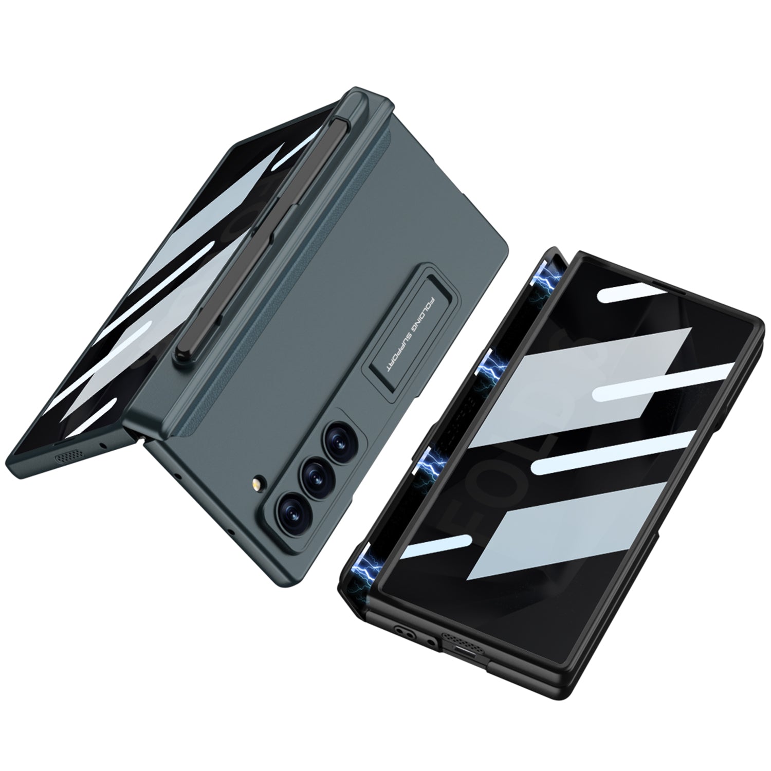 Magnetic Hinge Pen Slot Hidden Bracket All-included Case With Back Screen Protector For Galaxy Z Fold 6/5/4/3