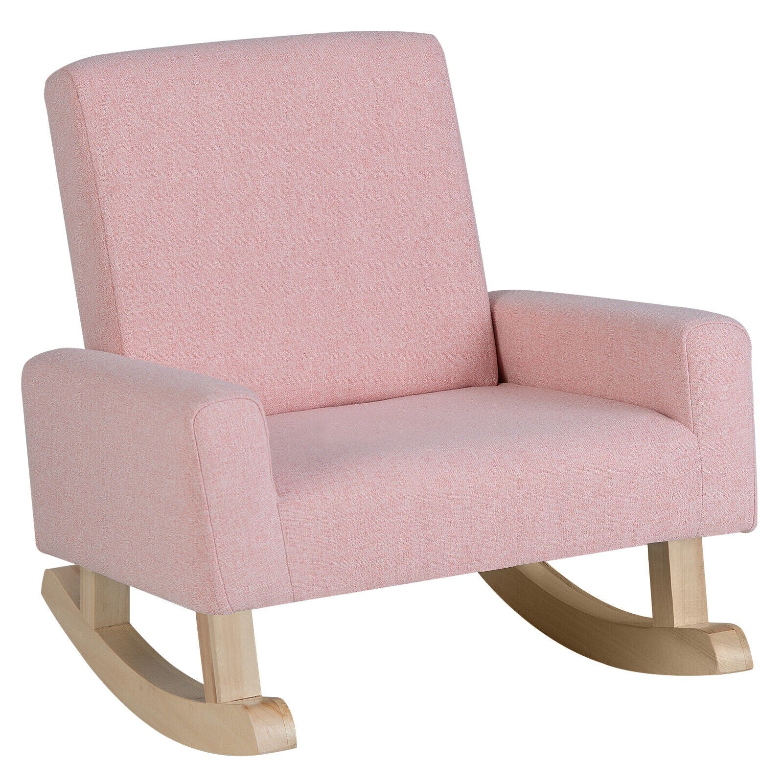 Kids Rocking Chair with Solid Wood Legs - Pink