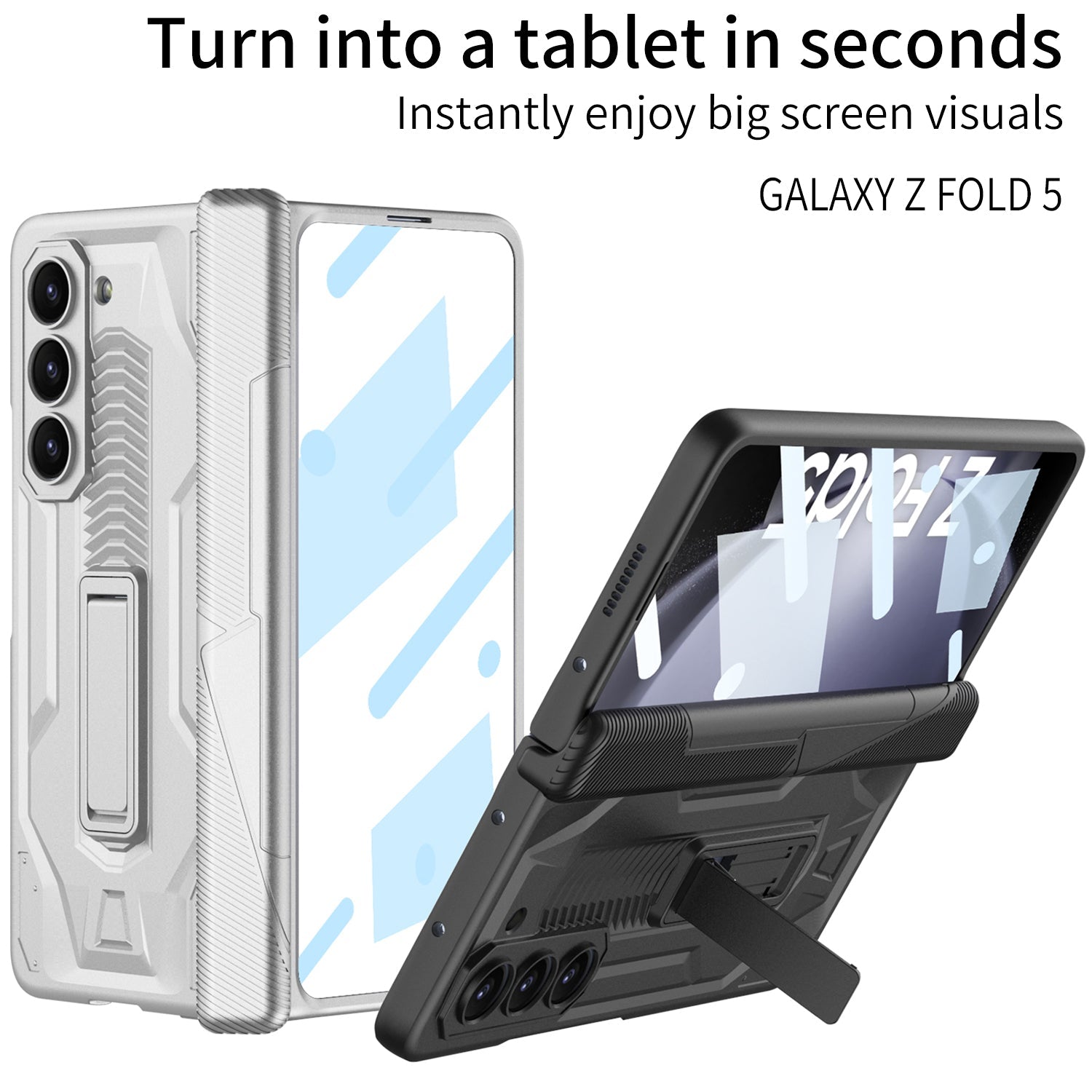 Magnetic Armor All-included Hinge Holder Case With Back Screen Protector For Galaxy Z Fold5 Fold4 Fold3