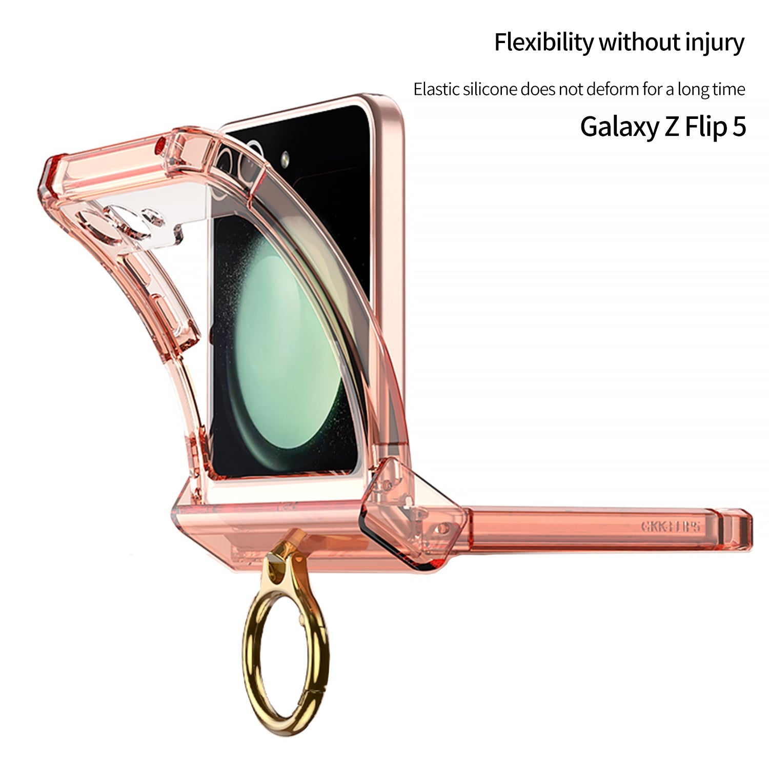 Soft Clear Ring Holder Hinge Airbag Protective Phone Case For Galaxy Z Flip5 Flip4 Flip3