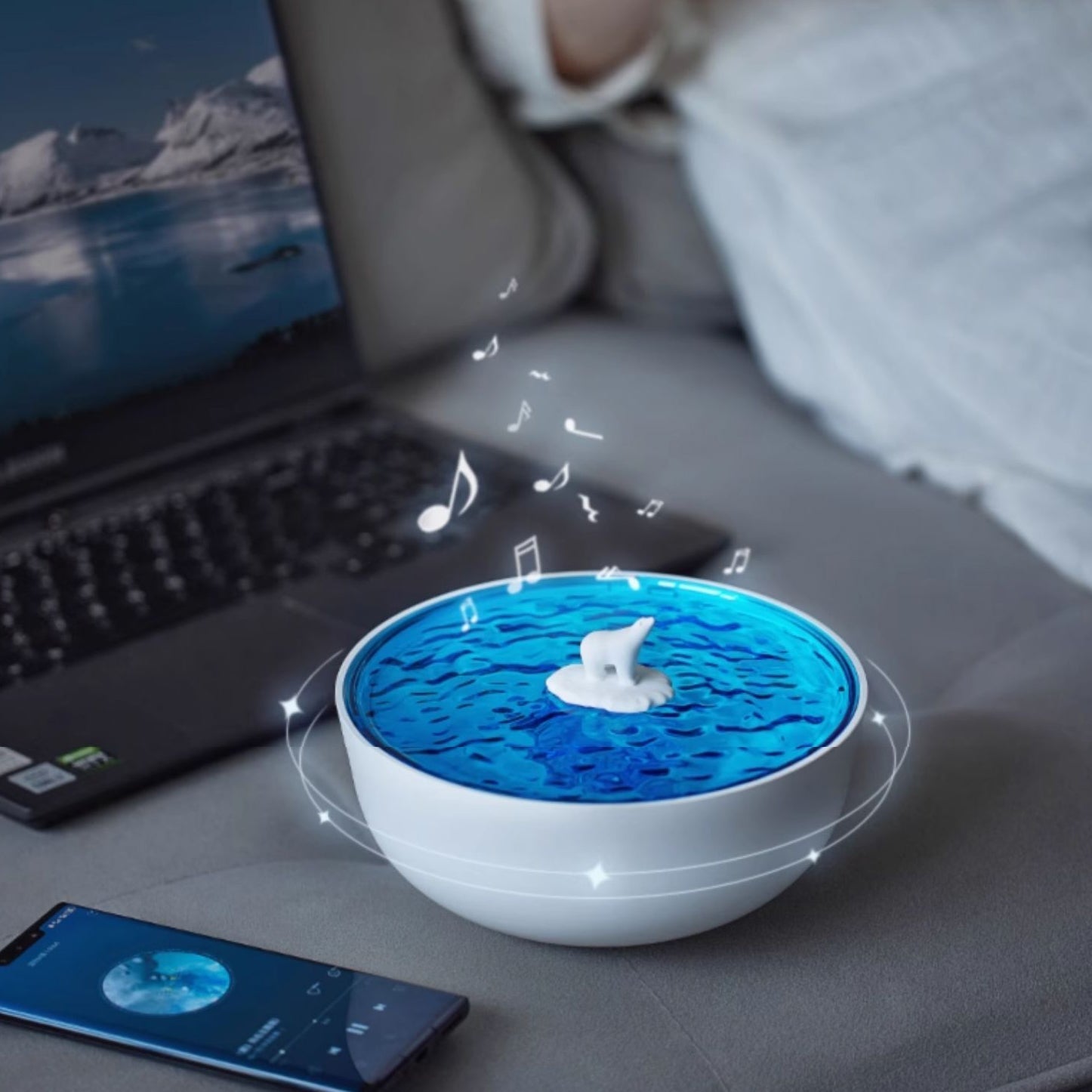 Polar Arctic Ocean Retro Bluetooth Record Player LED Night Light - Perfect Gift for Kids and Girls