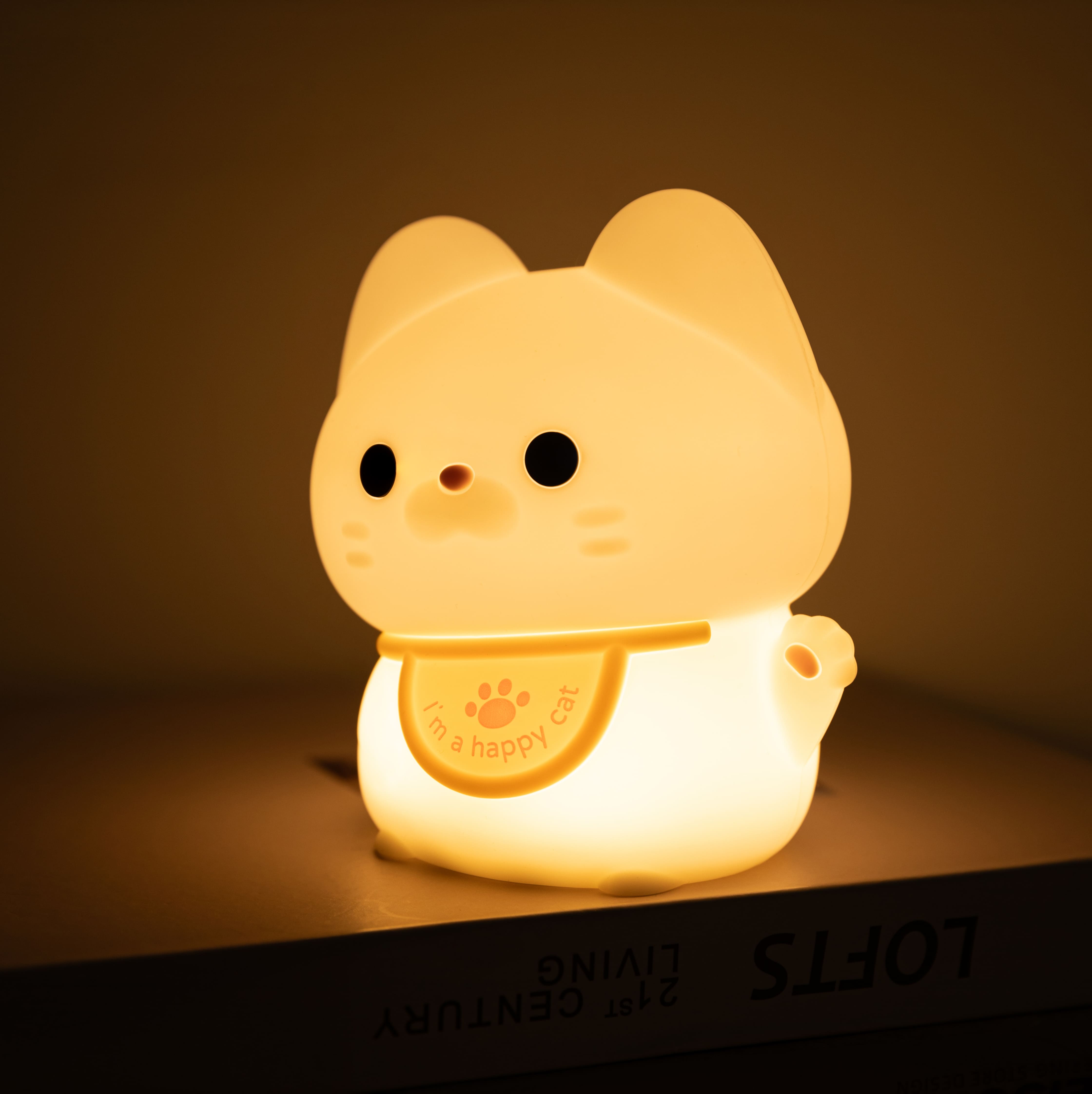 Squishy Silicone Happy Cat LED Night Light - Perfect Gift for Kids and Girls