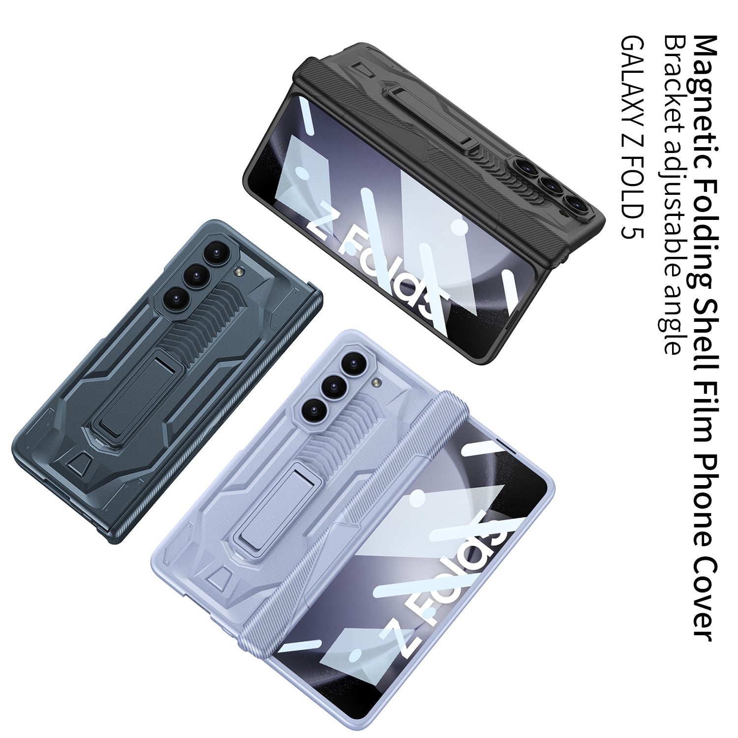 Magnetic Armor All-included Hinge Holder Case With Back Screen Protector For Galaxy Z Fold5 Fold4 Fold3