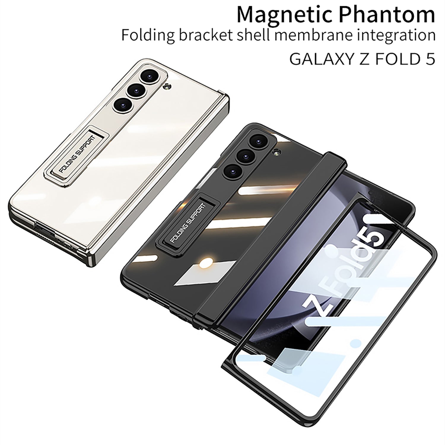 Magnetic Hinge Invisible Bracket Electroplated Protective Phone Case For Galaxy Z Fold5 Fold4