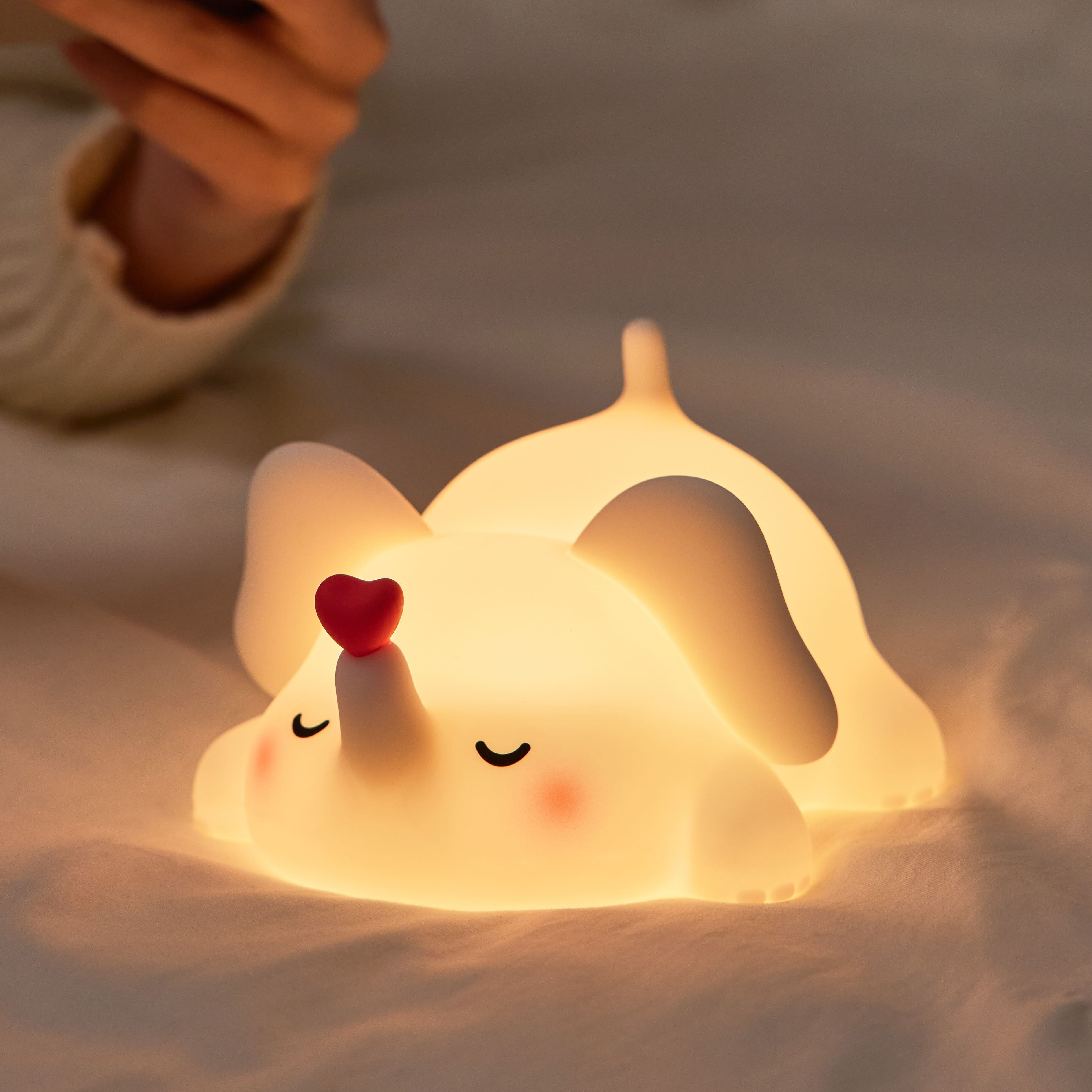 Squishy Silicone Love Elephant LED Night Light - Perfect Gift for Kids and Girls