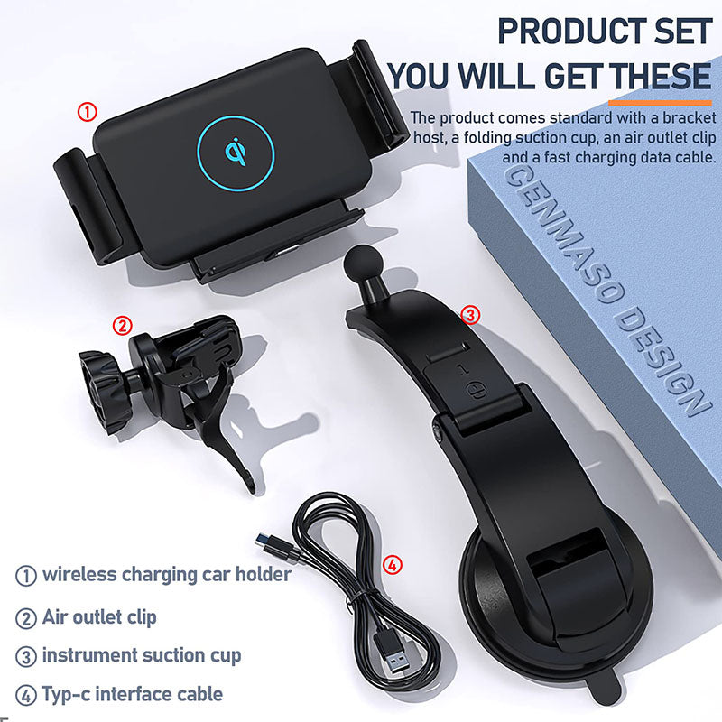 Automatic Clamping Car Wireless Charger for Galaxy Z Fold 3 2 Note20 S22 S21 S20 iPhone 13 12 11 XS Max Air Vent Mount Phone Holder