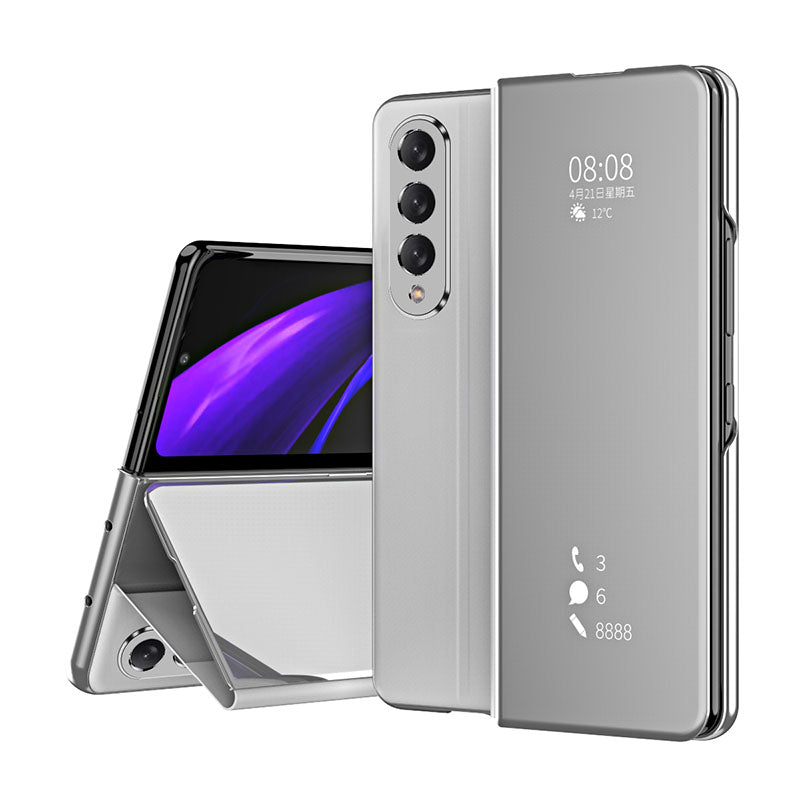 Smart Mirror Clear View Flip Case Luxury Magnetic Leather Kickstand Shockproof Cover For Galaxy Z Fold 6/5/4/3