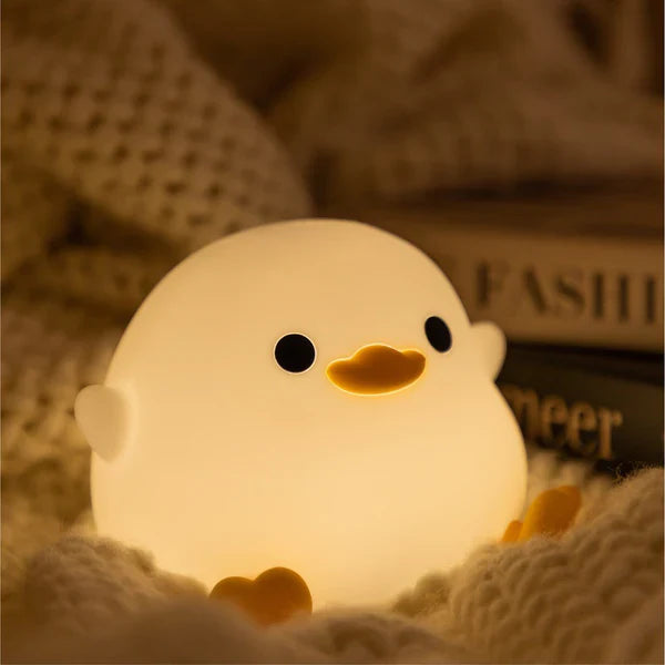 Kawaii Flower Duck LED Squishy Night Light For Gift USB Rechargeable Duck Lamp