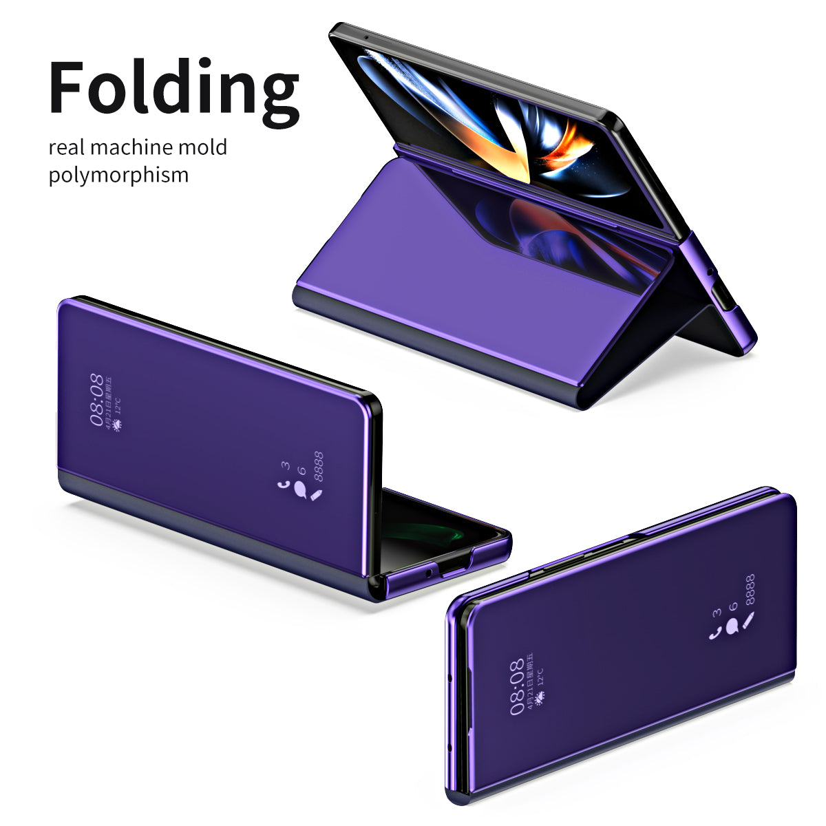 Smart Mirror Clear View Flip Case Luxury Magnetic Leather Kickstand Shockproof Cover For Galaxy Z Fold 6/5/4/3