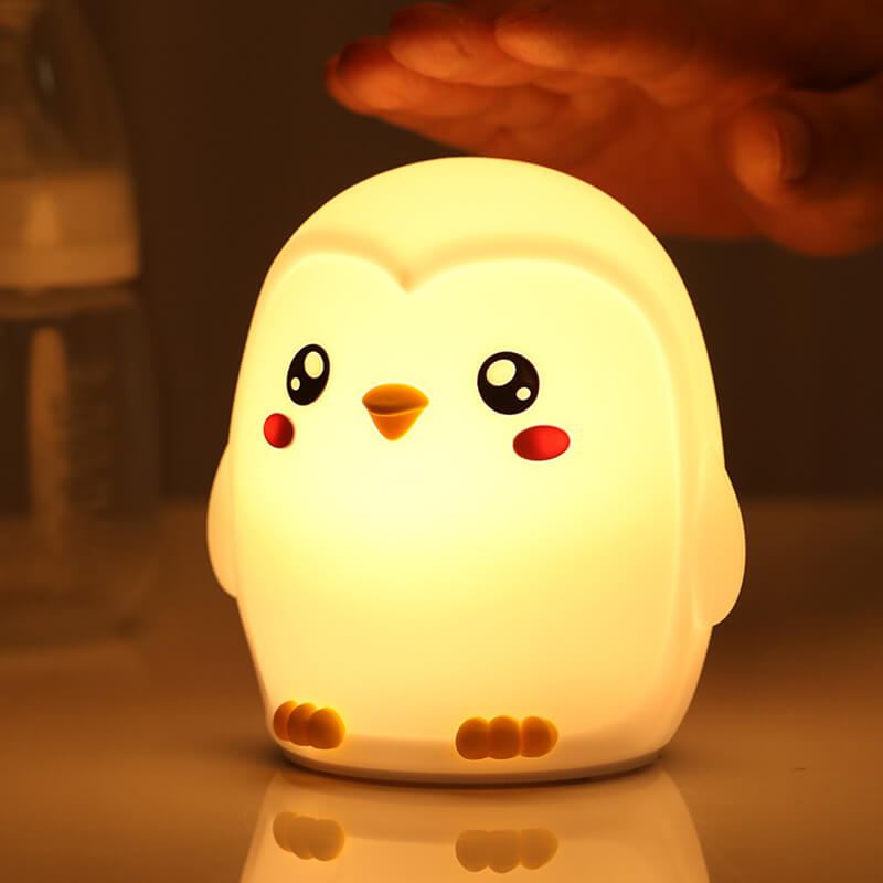 Squishy Silicone Colorful Penguins LED Night Light - Perfect Gift for Kids and Girls