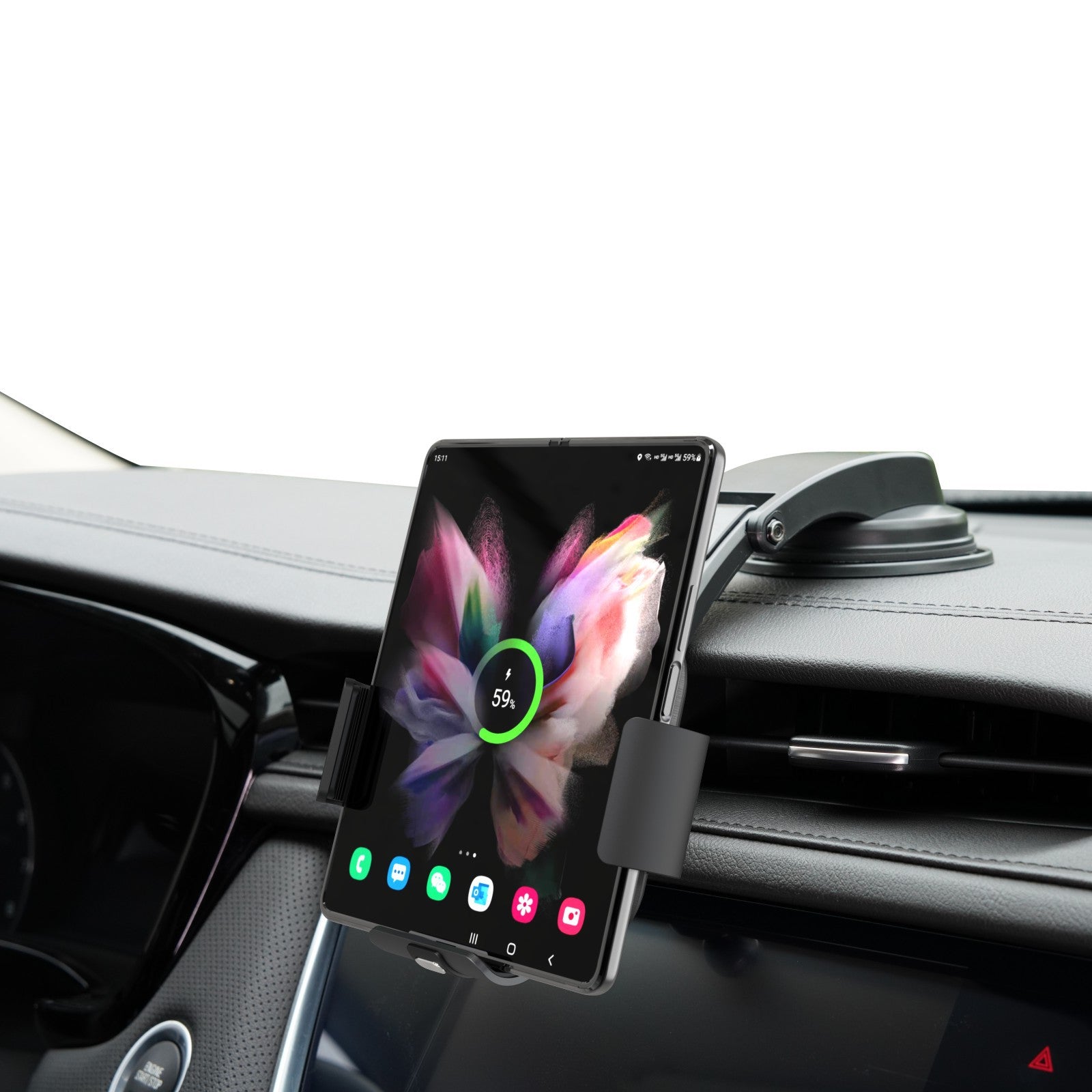 15W Intelligent Automatic Sensor  Dual Charging Car Holder Charger For Galaxy Z Fold5 Fold4 Fold3 5G