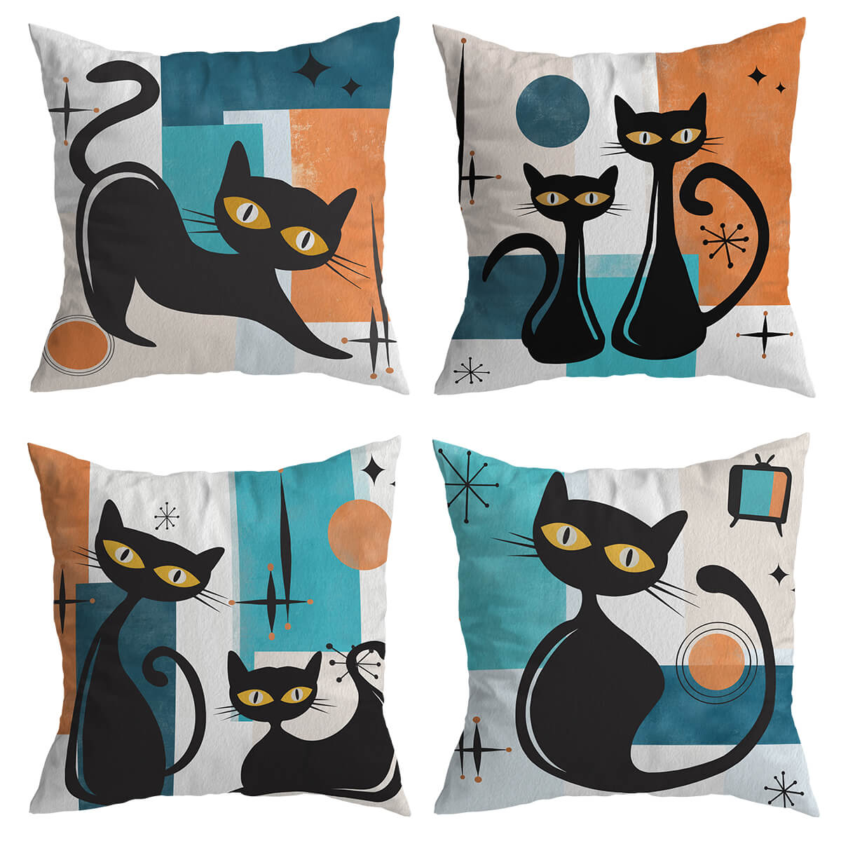 Atomic Retro Feline Cushion Cover