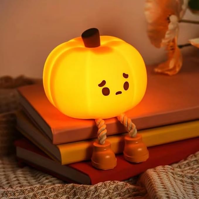 Pumpkin Night Light LED Squishy Silicone Tap Lamp Best Gift for Baby and Girl