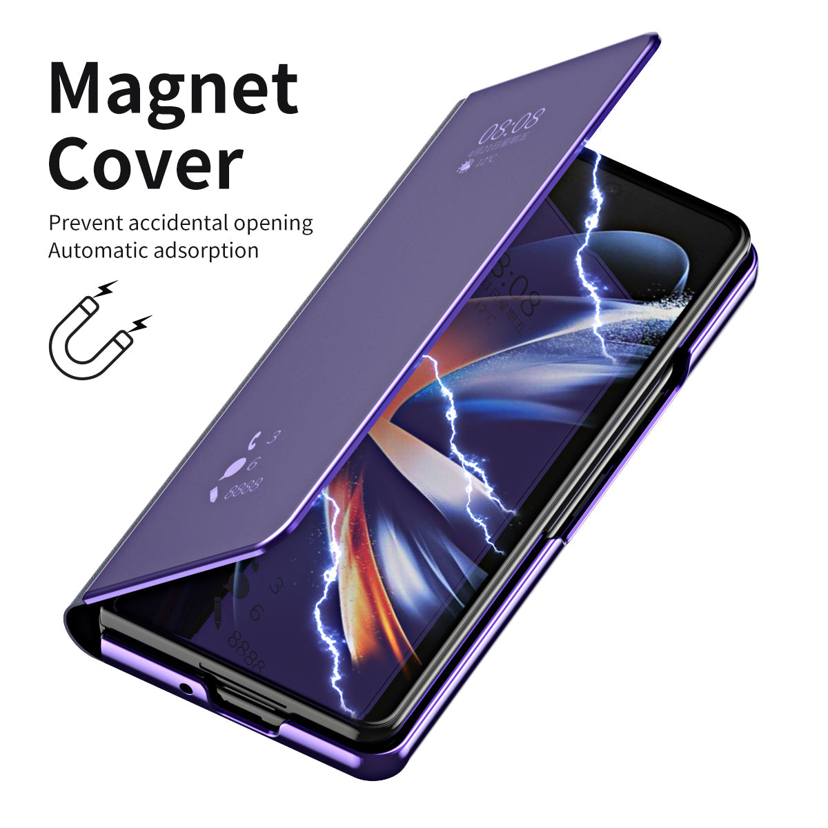 Smart Mirror Clear View Flip Case Luxury Magnetic Leather Kickstand Shockproof Cover For Galaxy Z Fold 6/5/4/3