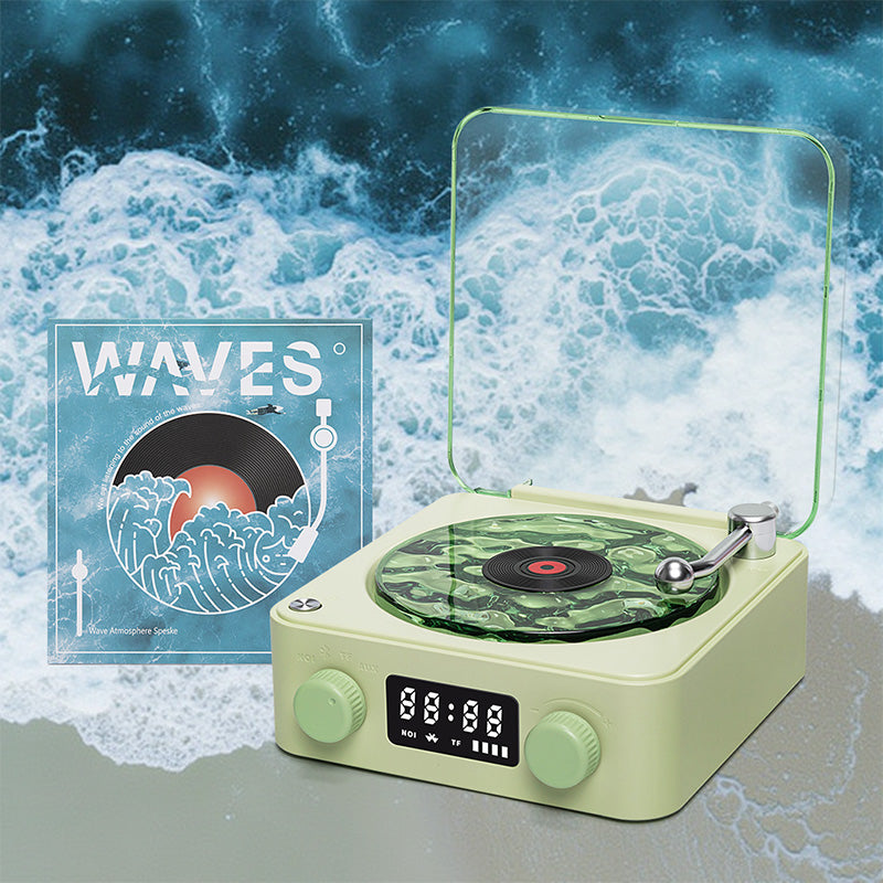 Premium Green Waves Retro Bluetooth Vinyl Record Player