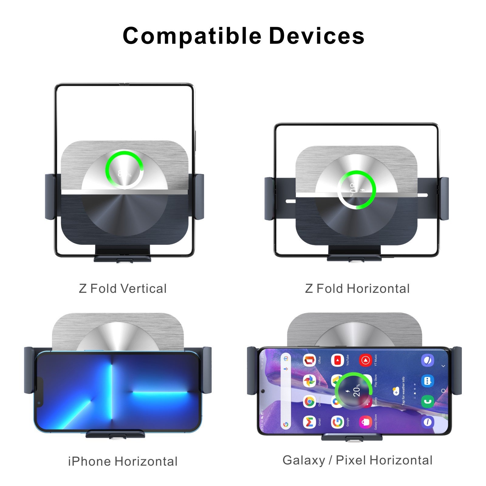 15W Intelligent Automatic Sensor  Dual Charging Car Holder Charger For Galaxy Z Fold5 Fold4 Fold3 5G