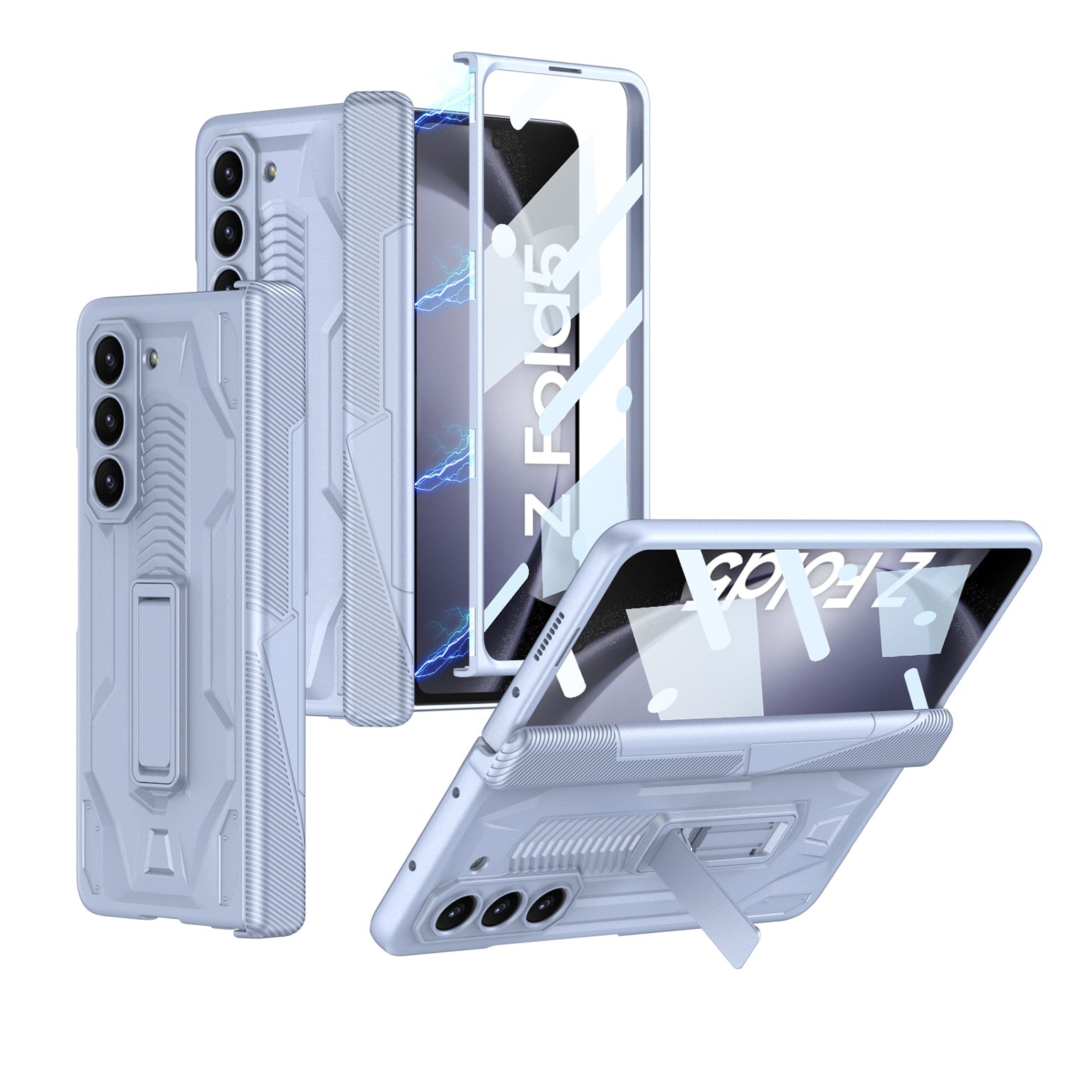 Magnetic Armor All-included Hinge Holder Case With Back Screen Protector For Galaxy Z Fold5 Fold4 Fold3