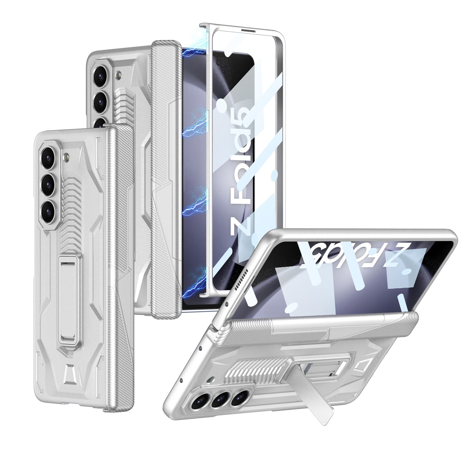 Magnetic Armor All-included Hinge Holder Case With Back Screen Protector For Galaxy Z Fold5 Fold4 Fold3