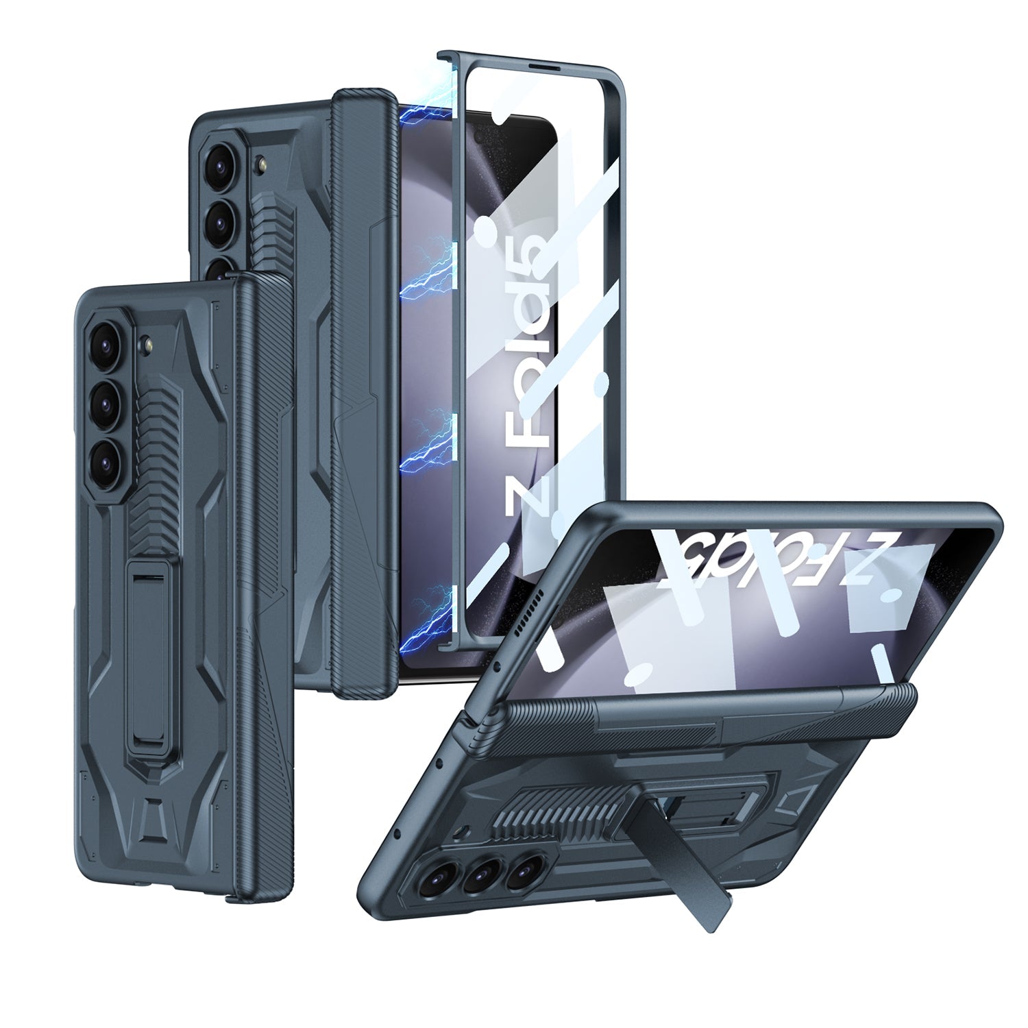 Magnetic Armor All-included Hinge Holder Case With Back Screen Protector For Galaxy Z Fold5 Fold4 Fold3