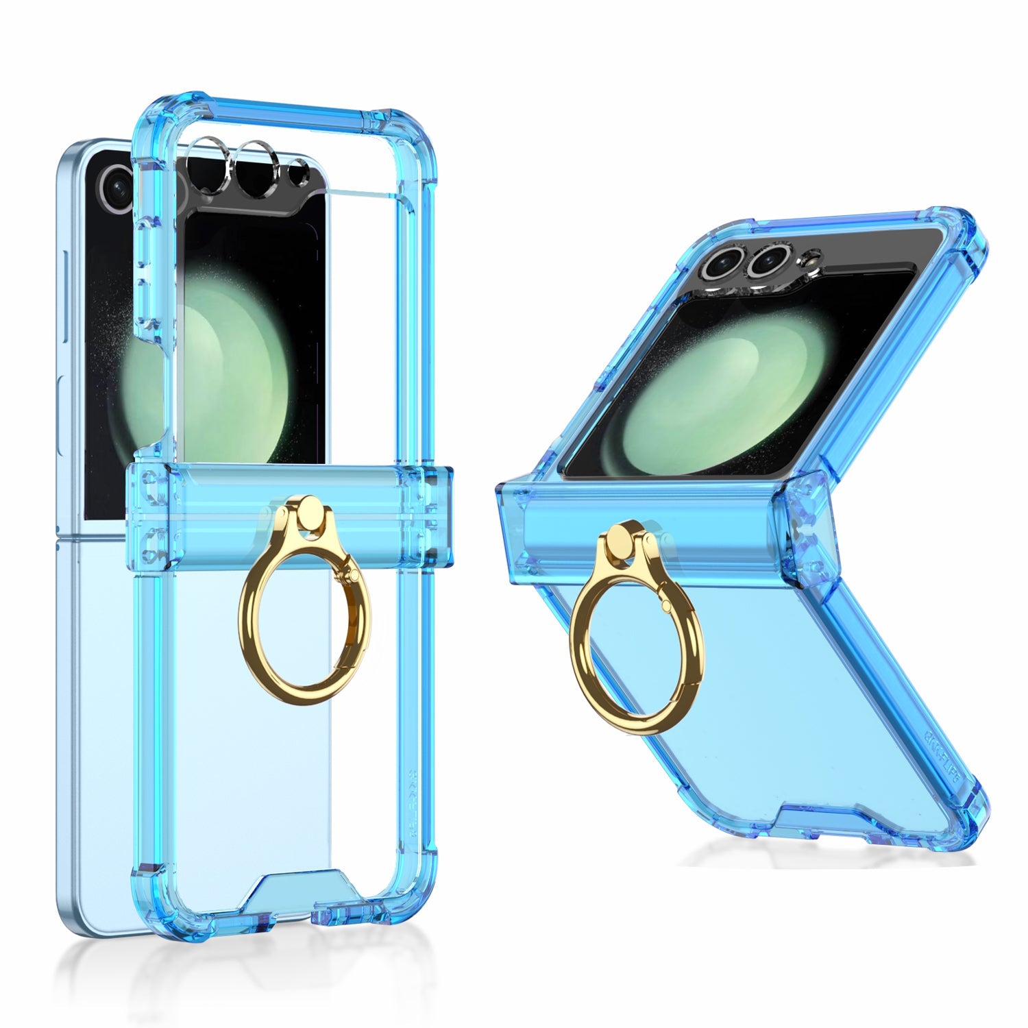 Soft Clear Ring Holder Hinge Airbag Protective Phone Case For Galaxy Z Flip5 Flip4 Flip3