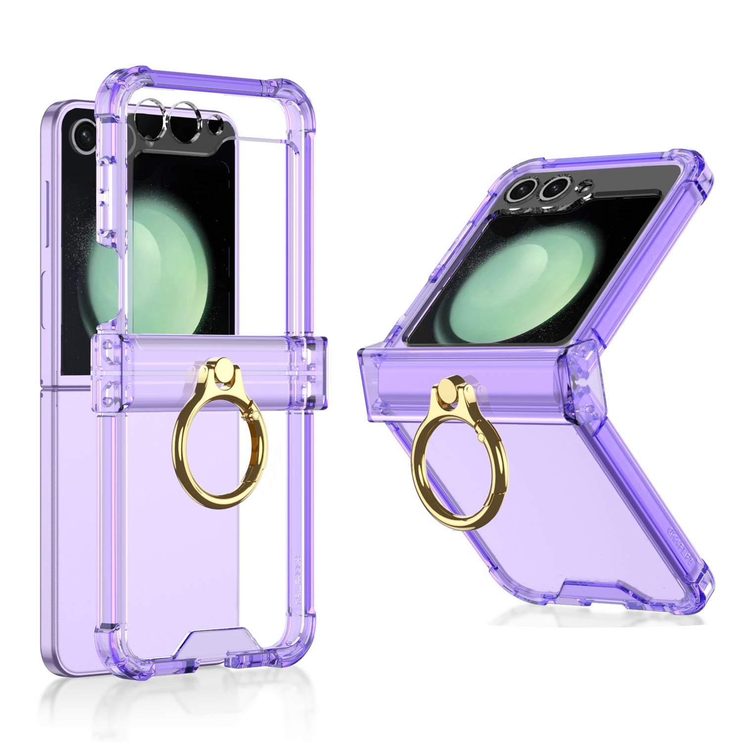 Soft Clear Ring Holder Hinge Airbag Protective Phone Case For Galaxy Z Flip5 Flip4 Flip3