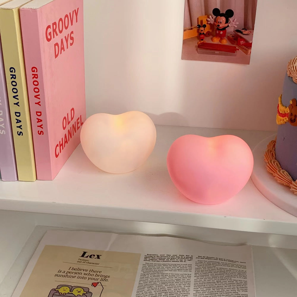 Squishy Silicone White Heart LED Lamp - Perfect Gift for Kids and Girls