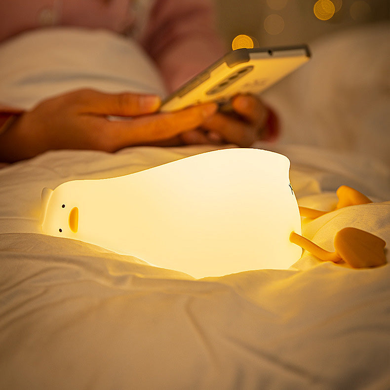 Squishy Silicone Lazy Duck LED Night Light - Perfect Gift for Kids and Girls