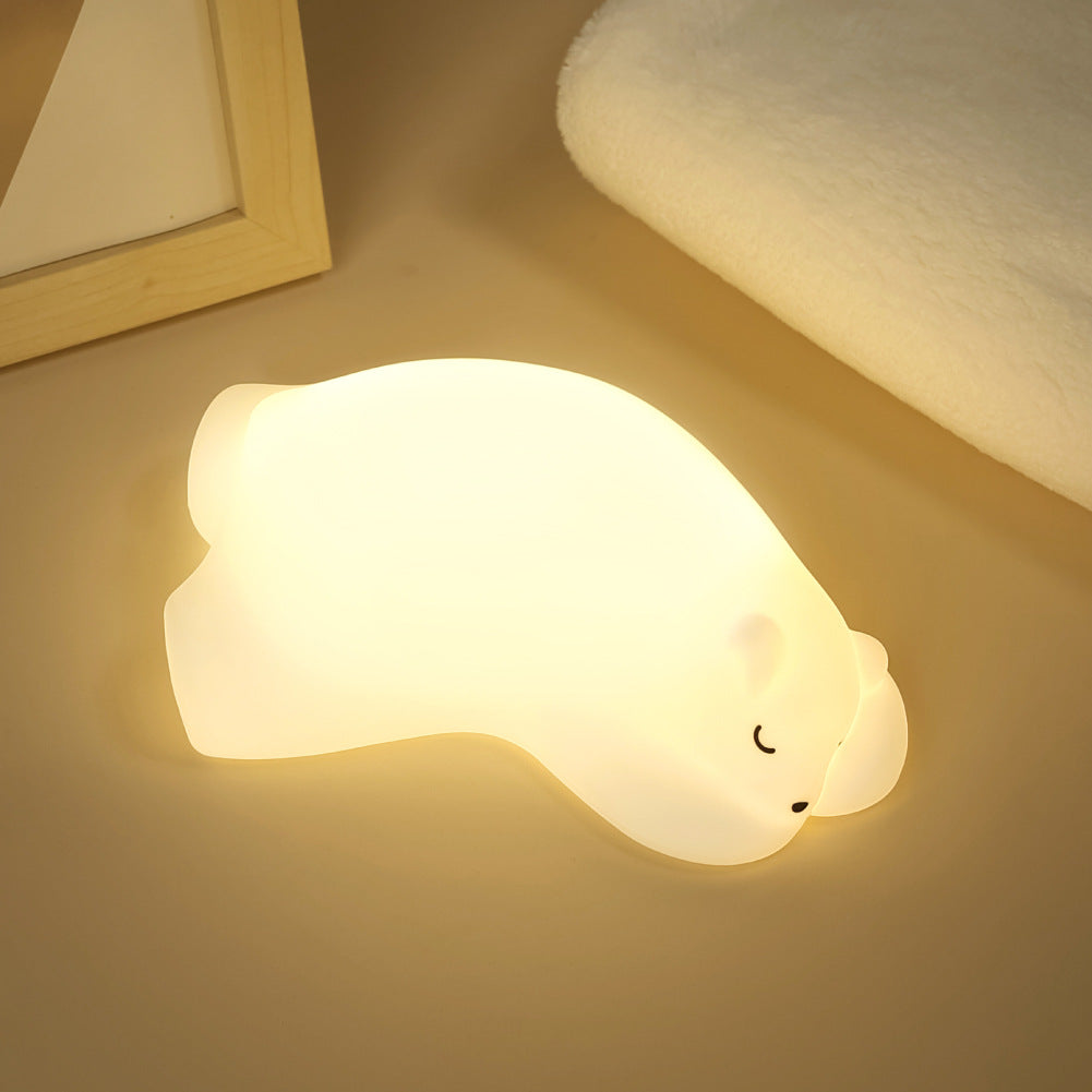 Squishy Silicone Polar Bear LED Night Light - Perfect Gift for Kids and Girls