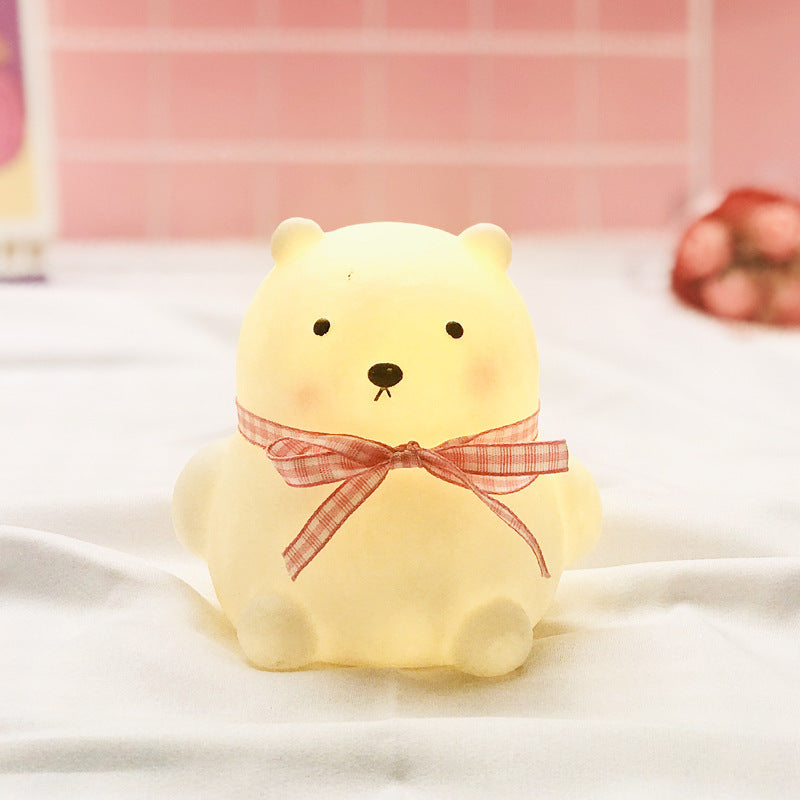 Squishy Silicone Mini Bear LED Lamp - Perfect Gift for Kids and Girls