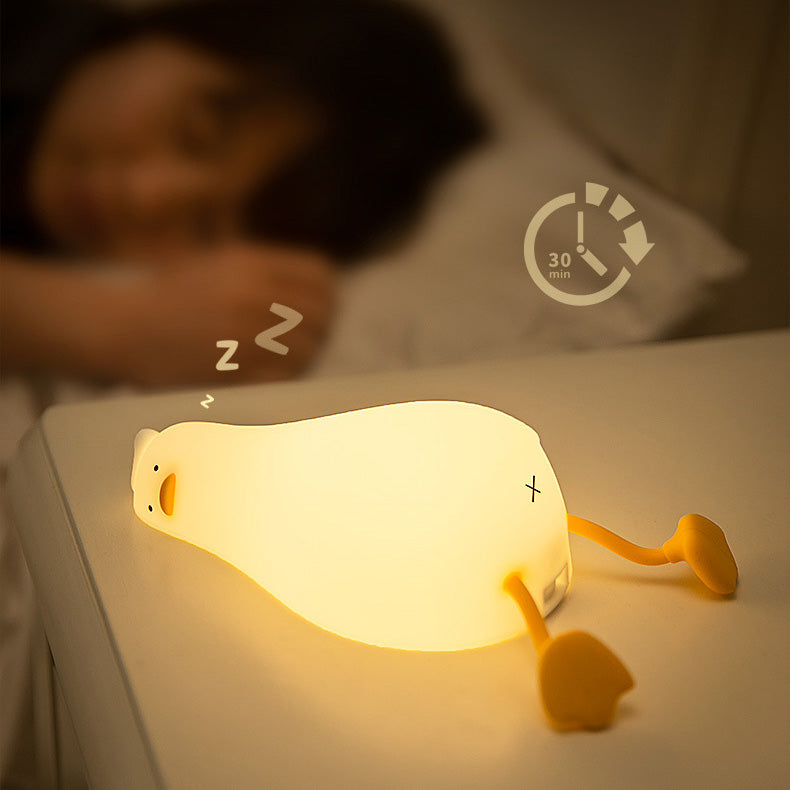 Squishy Silicone Lazy Duck LED Night Light - Perfect Gift for Kids and Girls