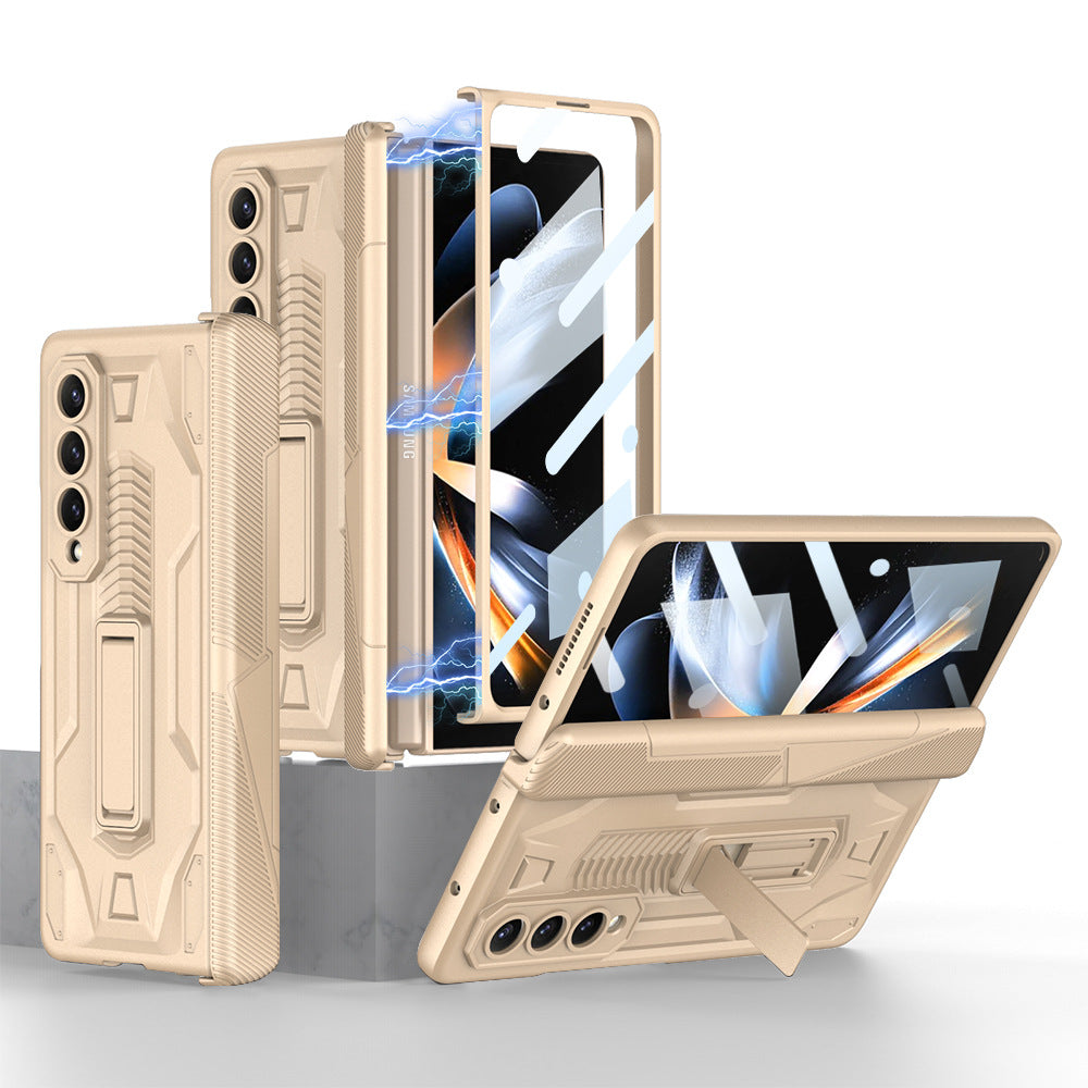 Magnetic Armor All-included Hinge Holder Case With Back Screen Protector For Galaxy Z Fold5 Fold4 Fold3