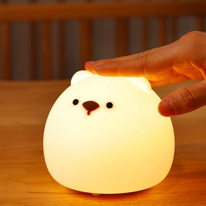 Squishy Silicone Chubby  Bear LED Night Light - Perfect Gift for Kids and Girls