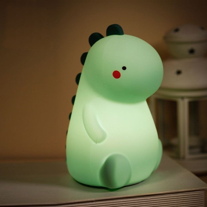 Squishy Silicone Blushing Dinosaur LED Night Light - Perfect Gift for Kids and Girls