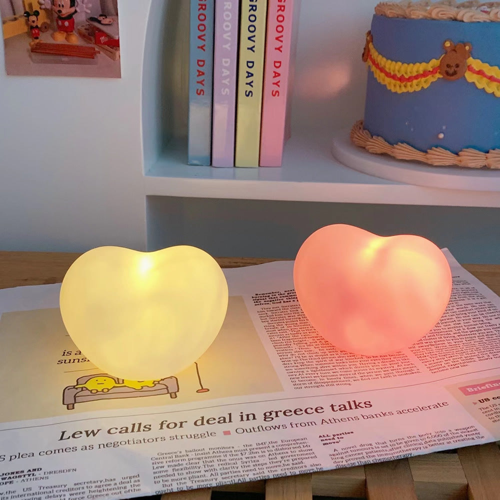 Squishy Silicone White Heart LED Lamp - Perfect Gift for Kids and Girls