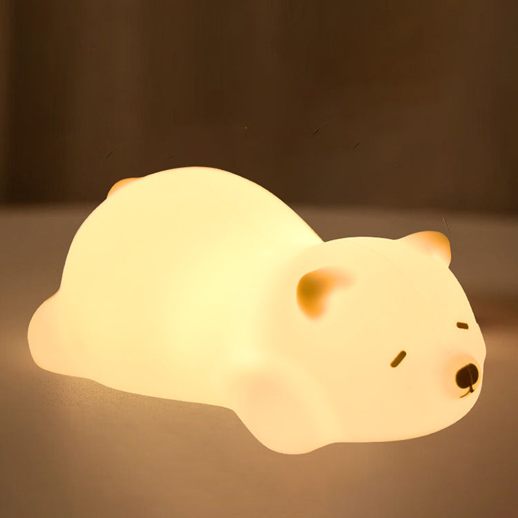 Squishy Silicone Lying Bear LED Night Light - Perfect Gift for Kids and Girls