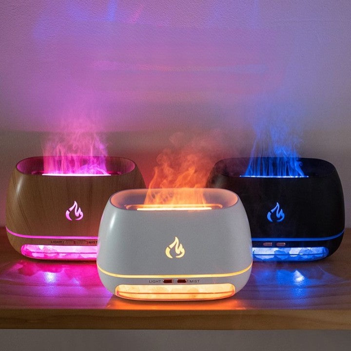 Simulated Flame Wood Grain Home Humidifier For Gift