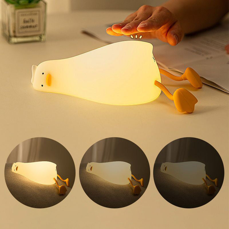 Squishy Silicone Lazy Duck LED Night Light - Perfect Gift for Kids and Girls