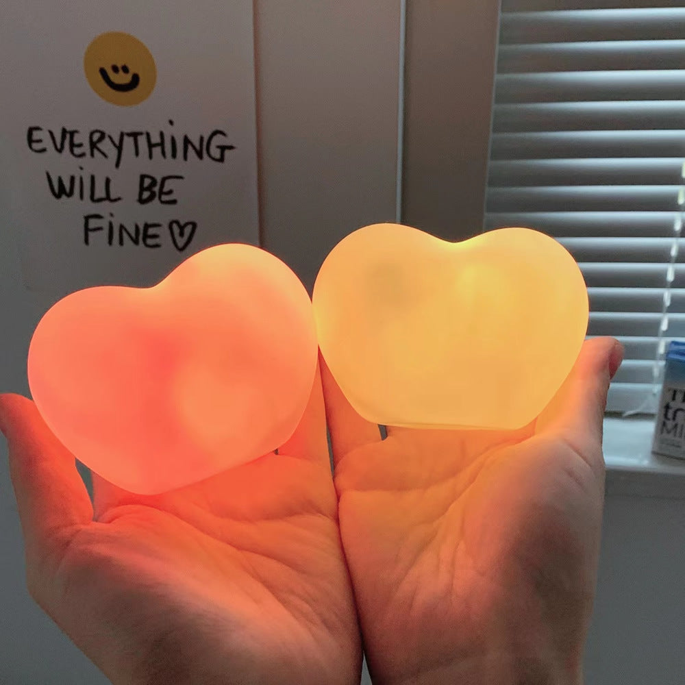 Squishy Silicone White Heart LED Lamp - Perfect Gift for Kids and Girls