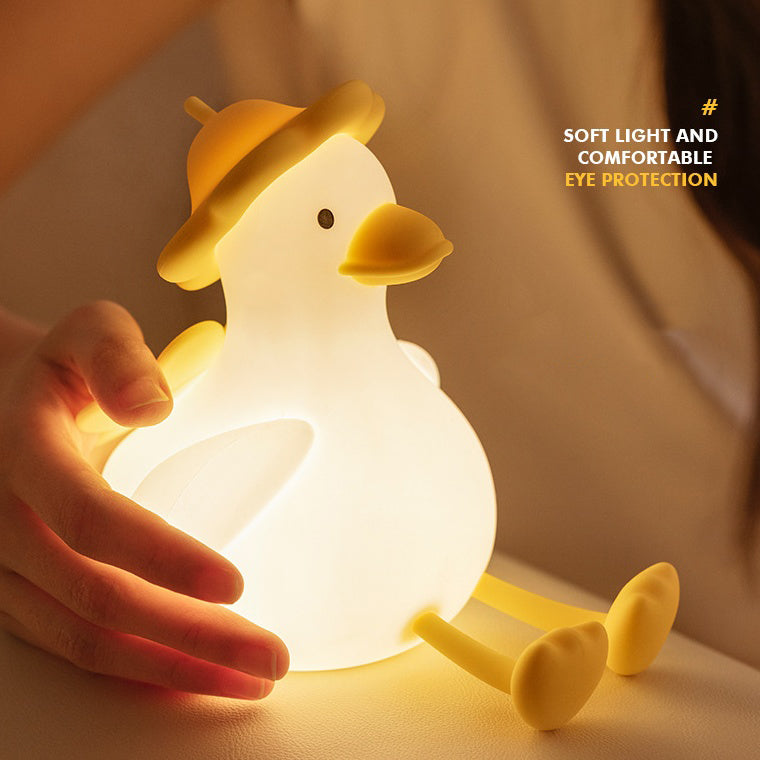 Squishy Silicone Hiking Duck LED Night Light - Cozy Gift for Kids and Girls