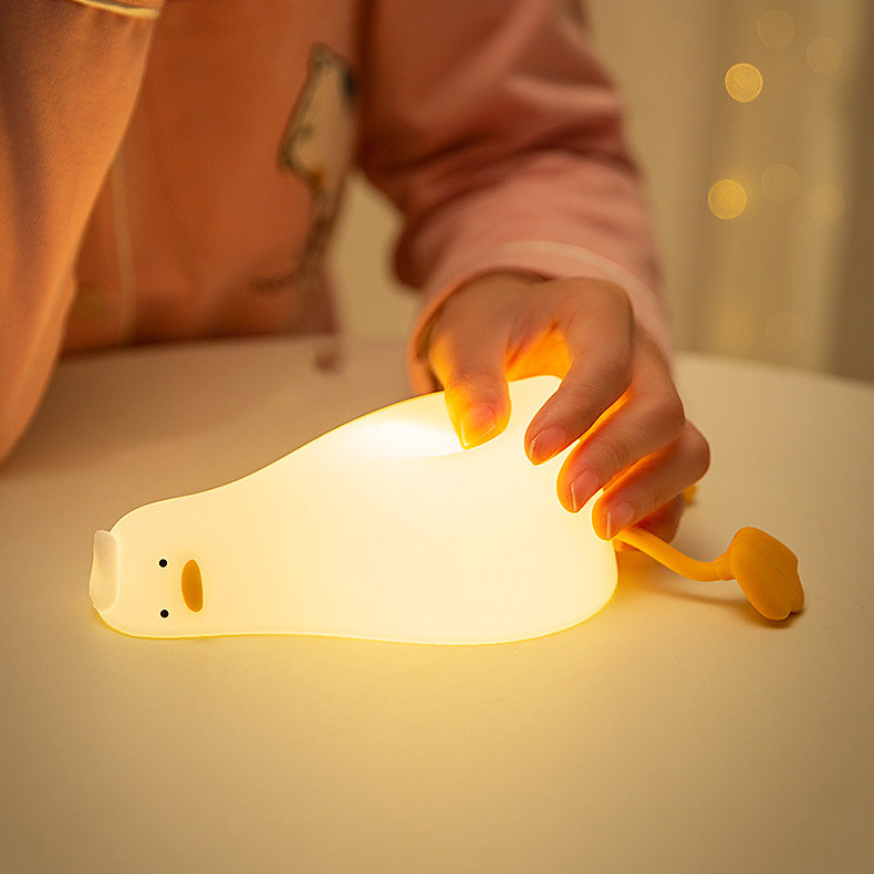 Squishy Silicone Lazy Duck LED Night Light - Perfect Gift for Kids and Girls