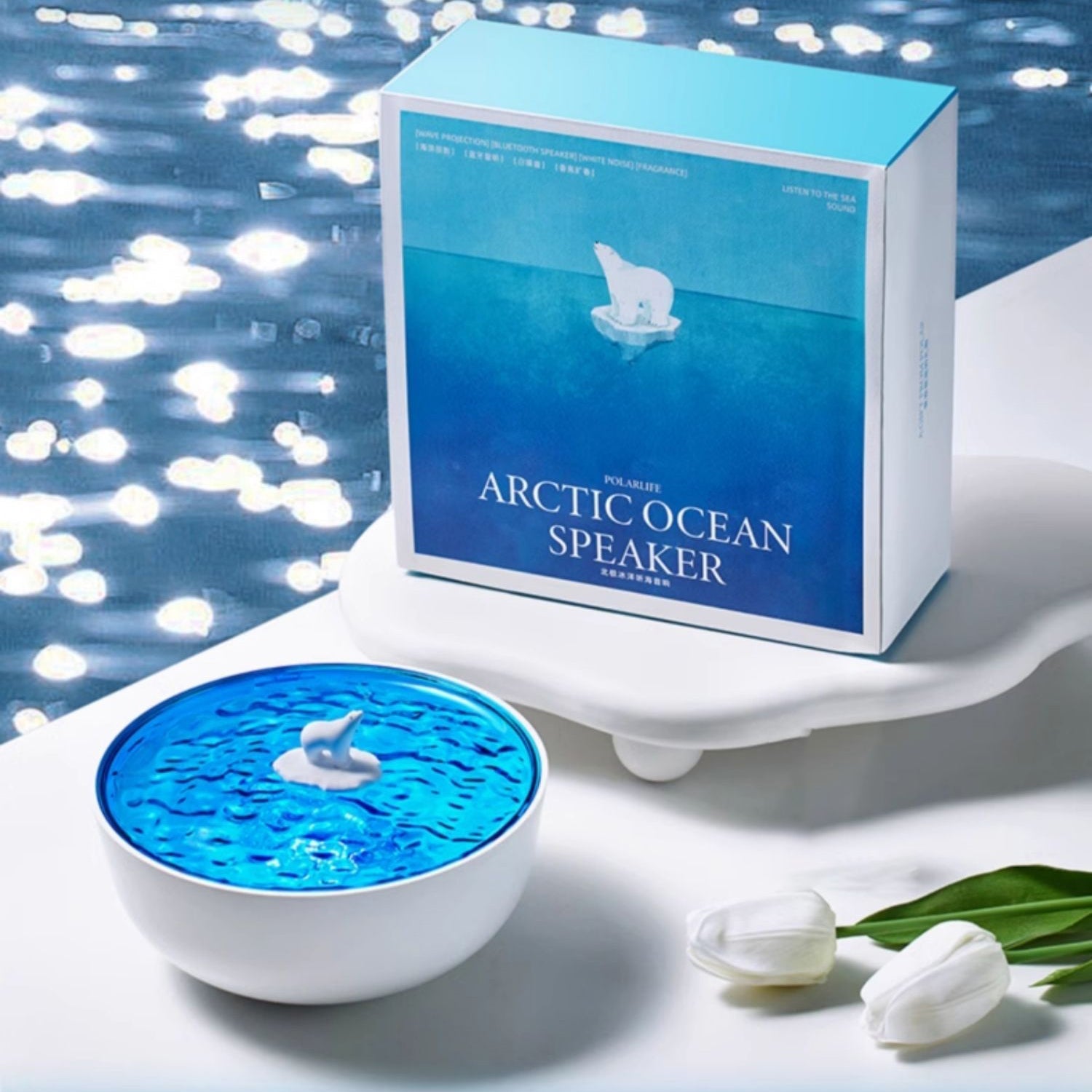 Polar Arctic Ocean Retro Bluetooth Record Player LED Night Light - Perfect Gift for Kids and Girls