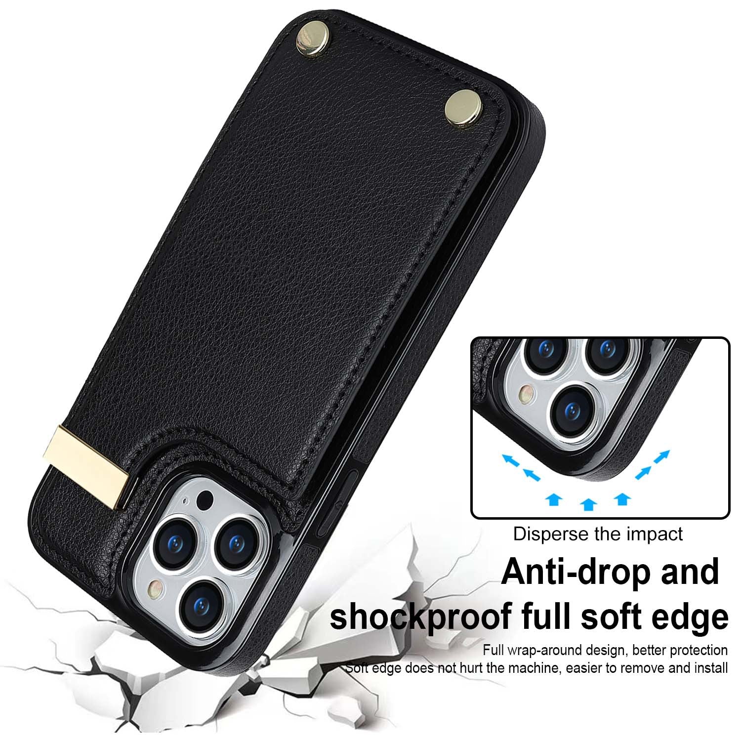 Luxurious Leather Card Holder Anti-fall Protective iPhone Case