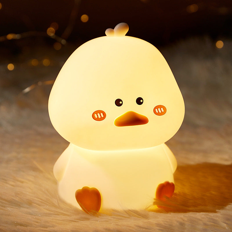 Squishy Silicone Shy Duck LED Night Light - Perfect Gift for Kids and Girls